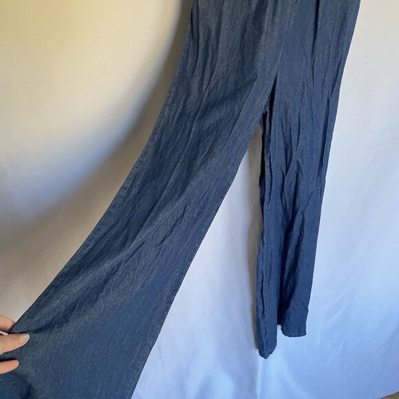 Blue Rain ruched jumpsuit women's size XS cotton denim material off the shoulder - Picture 2 of 8